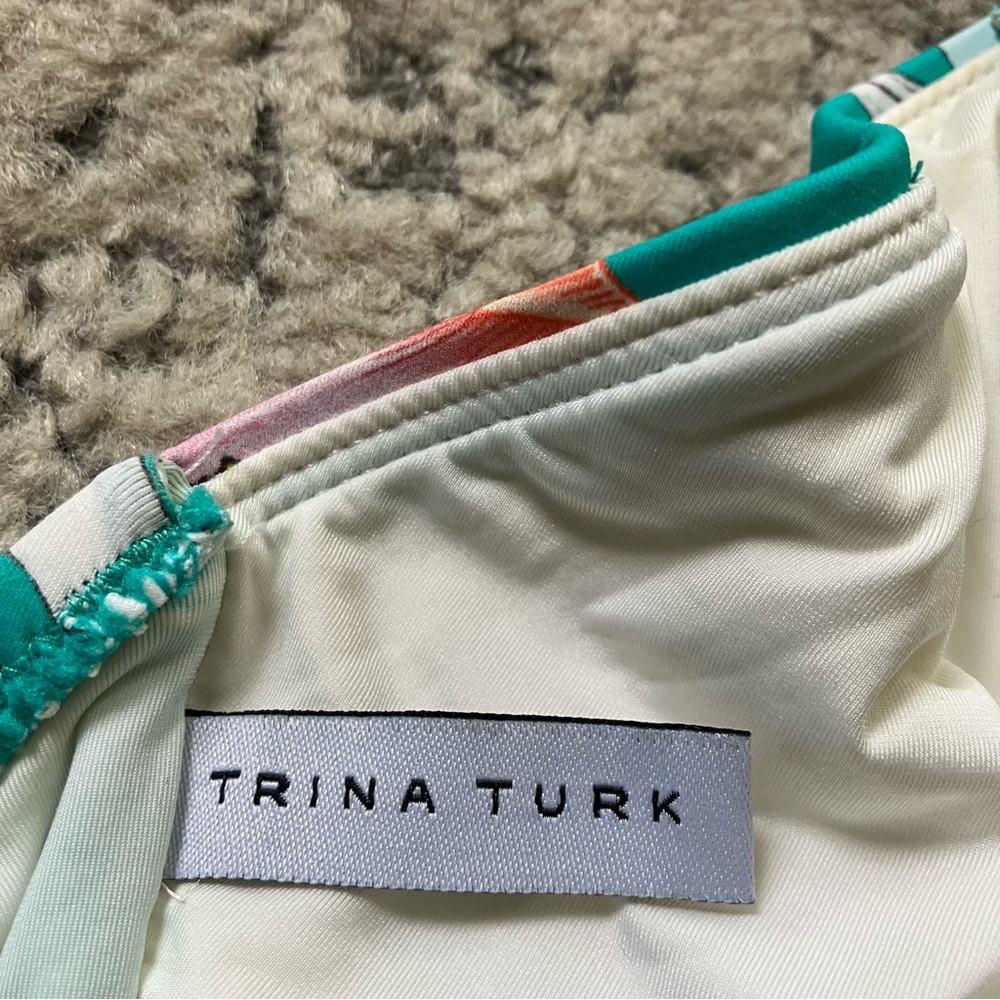 Trina Turk- SMALL-Shangri La Floral Tankini Top Tropical Teal - Picture 3 of 10
